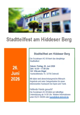 ABGESAGT! Stadtteilfest am Hiddeser Berg am 26.06.2026 (Bild vergr&ouml;&szlig;ern)