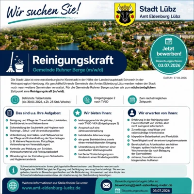 Meldung: Stellenausschreibung: Reinigungskraft