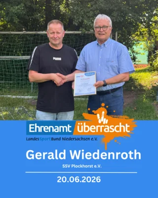 Vorschaubild zur Meldung: Ehrenamt überrascht beim SSV Plockhorst e.V.