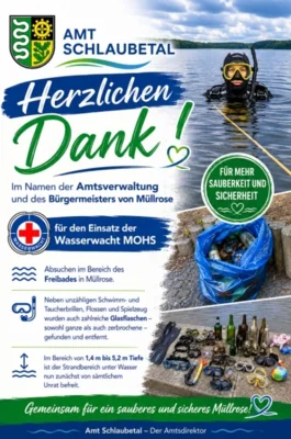 Tauchgang der Wasserwacht MOHS am Freibad Müllrose (Bild vergr&ouml;&szlig;ern)