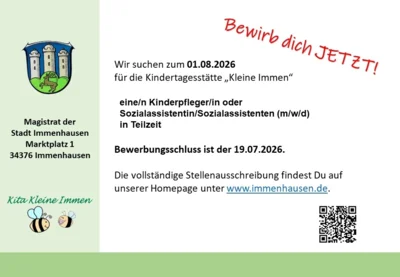 Neue Stellenausschreibungen für die Kita Kleine Immen (Bild vergr&ouml;&szlig;ern)