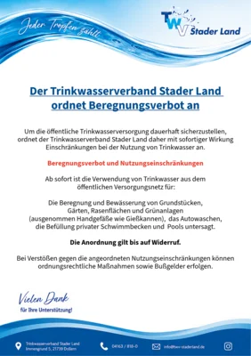 Beregnungs- und Bewässerungsverbot (Bild vergr&ouml;&szlig;ern)