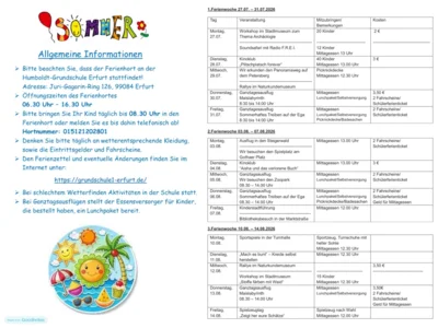 Sommerferien-Programm im Hort (Bild vergr&ouml;&szlig;ern)