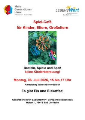 Spiel Cafe für Kinder, Eltern und Großeltern