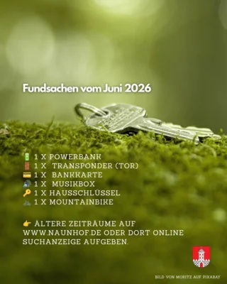Mitteilung aus dem Fundbüro für Juni 2026