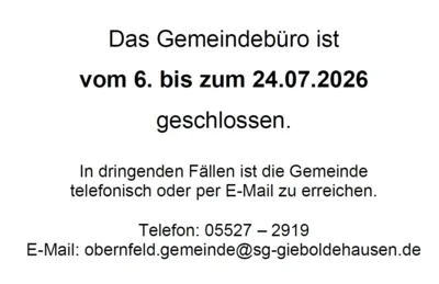 Sommerurlaub Gemeindebüro (Bild vergr&ouml;&szlig;ern)
