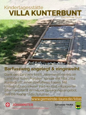 Meldung: Geschafft, unsere Barfussweg ist angelegt und wurde eingeweiht
