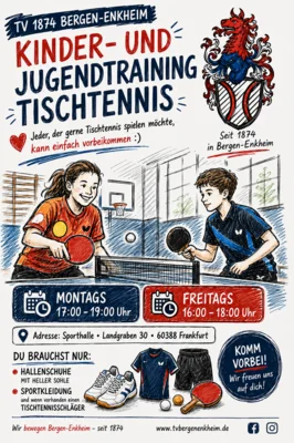 Meldung: Kinder-& Jugendtraining Tischtennis