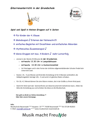 Gitarrenunterricht in der Grundschule (Bild vergr&ouml;&szlig;ern)