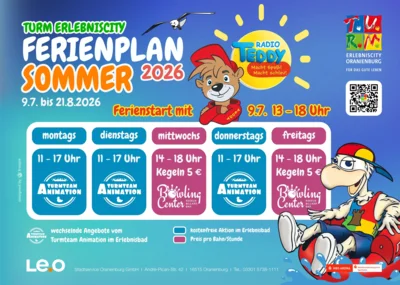 Sommerferien in der TURM ErlebnisCity: Ferienprogramm, Wasseraction und Familienangebote