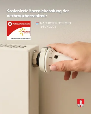 Kostenlose Energieberatung der Verbraucherzentrale am 14.07.2026