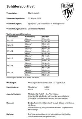 Ausschreibung Schülersportfest 2026