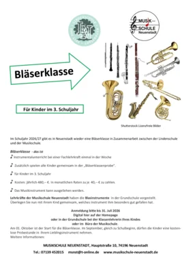 Bläserklasse in der Grundschule Neuenstadt (Bild vergr&ouml;&szlig;ern)