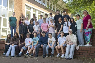5a und 5b mit Herrn Leimann von der Musikschule Ibbenbüren