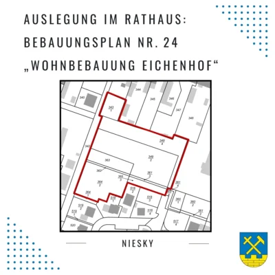 Auslegung im Rathaus: Bebauungsplan Nr. 24 "Wohnbebauung Eichenhof" (Bild vergr&ouml;&szlig;ern)