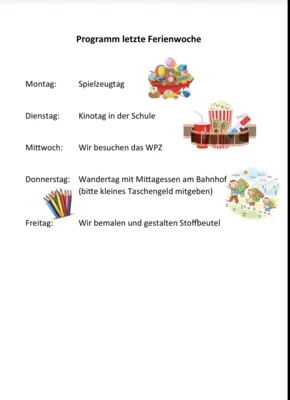 Meldung: Ferienprogramm für die letzte Ferienwoche