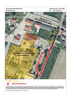 Achtung Verkehrseinschränkungen vor der Ludwig-Achim-von-Arnim-Grundschule in Werbig: Ausbau der Buswendeschleife (Bild vergr&ouml;&szlig;ern)