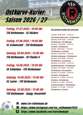 Meldung: Spielplan Saison 2026/27