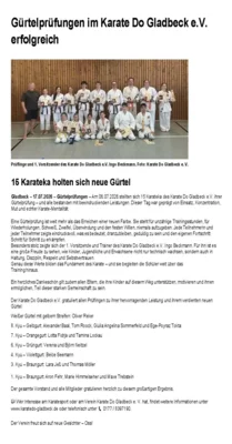 Meldung: Gürtelprüfungen im Karate Do Gladbeck e.V. erfolgreich
