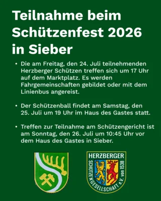 Teilnahme beim Schützenfest 2026 in Sieber (Bild vergr&ouml;&szlig;ern)