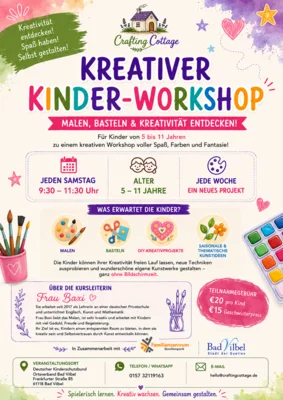 Meldung: Ab 15.08. Kreativer Kinder-Workshop - in den Räumen des Kinderschutzbundes!