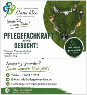 Meldung: Pflegefachkräfte für Pflege-WG gesucht