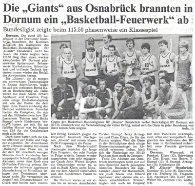 Basketballspiel: SV Dornum - Giants Osnabrück (1.Bundesliga). (Bild vergr&ouml;&szlig;ern)