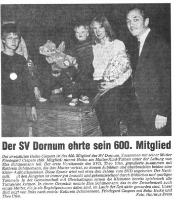 600. Mitglied beim SV Dornum (Bild vergr&ouml;&szlig;ern)