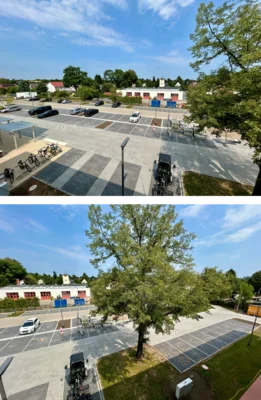 Hinter dem Erweiterungsbau (Gebäude B) stehen ab sofort viele Parkmöglichkeiten zur Verfügung.