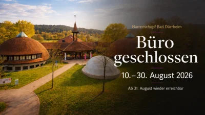 Meldung: Büro vom 10. bis 30. August geschlossen