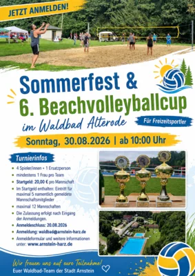 Jetzt anmelden: 6. Beachvolleyballcup im Waldbad Alterode