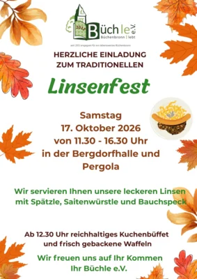 Linsenfest am 17.10.2026 ab 11.30 Uhr in der Bergdorfhalle