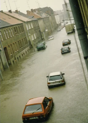 Meldung: Historisches Bild: Land unter beim Hochwasser 1993 in Pritzwalk