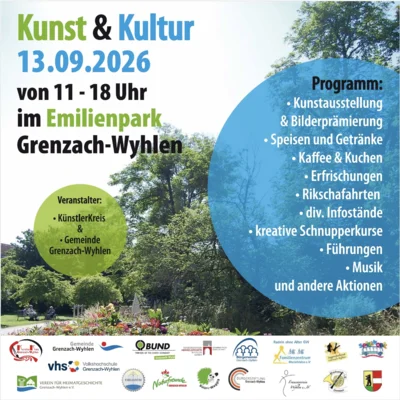 Kunst&Kultur am 13. September 2026 im Emilienpark