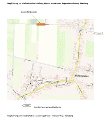 Vollsperrung Straße Reesberg in Hohenleipisch wegen Erschließungsarbeiten (Bild vergr&ouml;&szlig;ern)