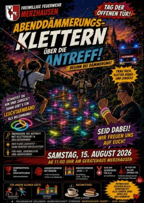 Abenddämmerungsklettern über die Antreff – Feuerwehr Merzhausen lädt zum besonderen Abenteuer ein