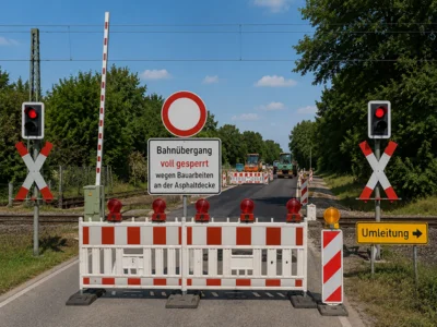 Wichtige Verkehrsinformationen: Umbau des Bahnübergangs in Zossen. (Bild vergr&ouml;&szlig;ern)