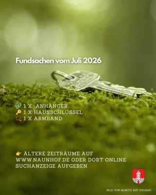 Mitteilung aus dem Fundbüro für Juli 2026