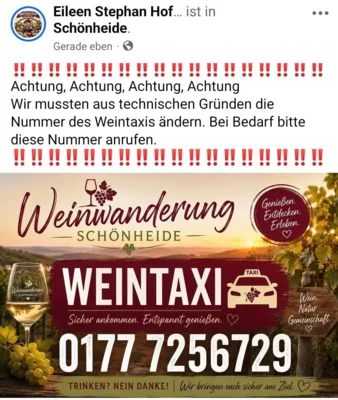 Neue Telefonnummer Weintaxi (Bild vergr&ouml;&szlig;ern)