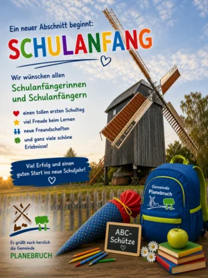 Einen schönen Schulanfang wünscht Eure Gemeinde Planebruch (Bild vergr&ouml;&szlig;ern)