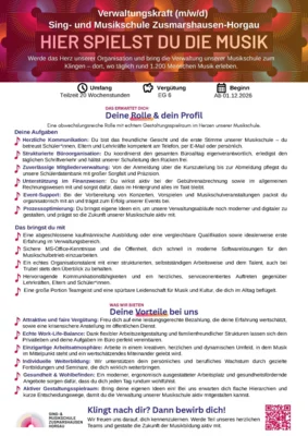 Stellenangebot: Verwaltungskraft (m/w/d) für Sing- und Musikschule Zusmarshausen-Horgau (Bild vergr&ouml;&szlig;ern)