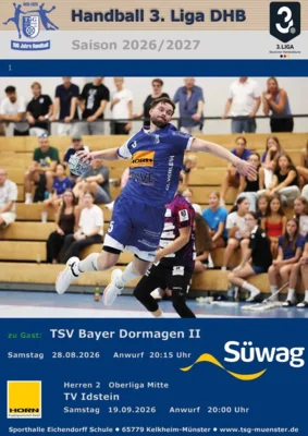 Die Saison in der 3. Liga startet am 28.08.2026 mit dem Heimspiel gegen den TSV Bayer Dormagen II
