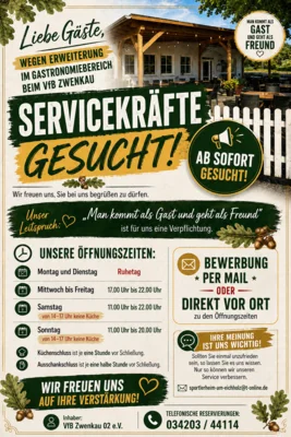 📣 Servicekräfte gesucht beim VfB Zwenkau! 🍽️⚽ (Bild vergr&ouml;&szlig;ern)