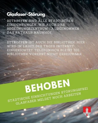 Update 2: Glasfaserstörung zum Teil behoben - städtische Einrichtungen wieder störungsfrei