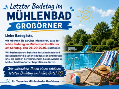 Letzter Badetag im Mühlenbad Großörner