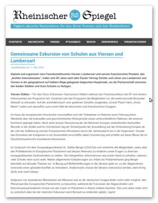 Gemeinsame Exkursion von Schulen aus Viersen und Lambersart (Bild vergr&ouml;&szlig;ern)