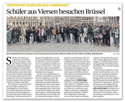 Schüler aus Viersen und Lambersart treffen sich in Brüssel (Bild vergr&ouml;&szlig;ern)