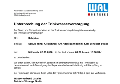 Unterbrechung der Trinkwasserversorgung