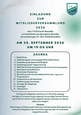 Einladung zur Mitgliederversammlung 2026