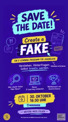 Plakat Wettbewerb Erstelle eine Gefälschte Nachricht „Create a Fake“ (Bild vergr&ouml;&szlig;ern)